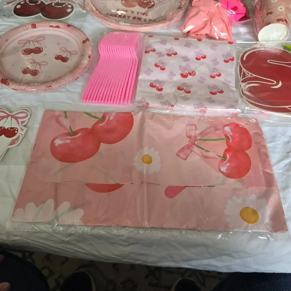 Cherry Theme Party Supplies Set She's The Cherry on Top Over 100 Pieces New